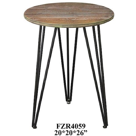 Rustic Wood and Metal Accent Table
